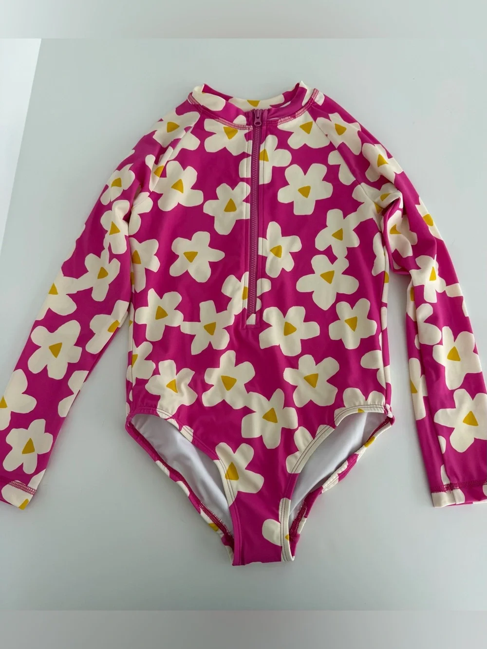 Girls Hanna Andersson Pink Floral Long-Sleeve One-Piece Swimsuit